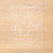 Invitations En Acrylique Mariage de calligraphie géant blanc (Recto)