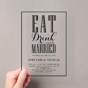 Invitations En Acrylique Mariage de calligraphie manuscrite à la main noire