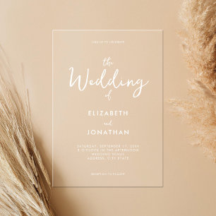 Invitations En Acrylique Mariage de calligraphie moderne minimaliste