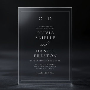 Invitations En Acrylique Mariage de calligraphie moderne minimaliste