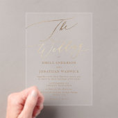 Invitations En Acrylique Mariage de calligraphie moderne or simple (In situ (ordinateur de poche))