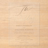Invitations En Acrylique Mariage de calligraphie moderne or simple (Recto)