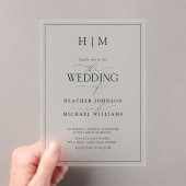Invitations En Acrylique Mariage de calligraphie Monogramme vert émeraude (In situ (ordinateur de poche))
