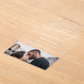 Invitations En Acrylique Mariage de calligraphie photo moderne Elegant Bas (Poser)