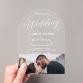 Invitations En Acrylique Mariage de calligraphie photo moderne Elegant Bas (In situ (ordinateur de poche))