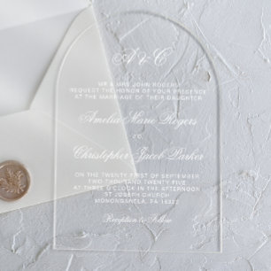 Invitations En Acrylique Mariage de calligraphie romantique