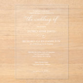 Invitations En Acrylique Mariage de calligraphie simple et élégant (Recto)