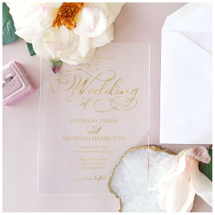 Invitations En Acrylique Mariage de calligraphie simple et élégant