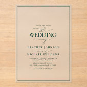 Invitations En Acrylique Mariage de calligraphie verte Emerald (Recto)