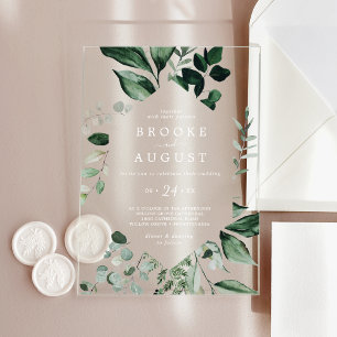Invitations En Acrylique Mariage de campagne automnal en blanc et verdure é