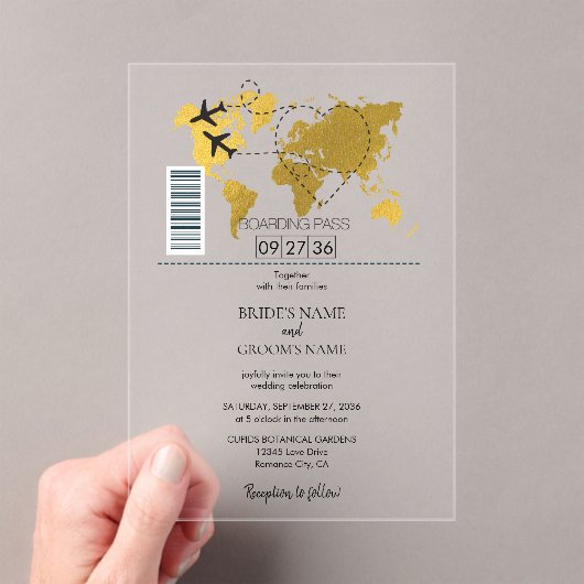 Invitations En Acrylique Mariage de carte d'embarquement de destination (In situ (ordinateur de poche))