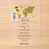 Invitations En Acrylique Mariage de carte d'embarquement de destination (Recto)