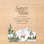 Invitations En Acrylique Mariage de cerfs en forêt de montagne, date à rete (Recto)