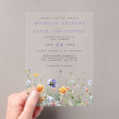 Invitations En Acrylique Mariage de champ fleur sauvage (In situ (ordinateur de poche))