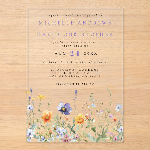 Invitations En Acrylique Mariage de champ fleur sauvage