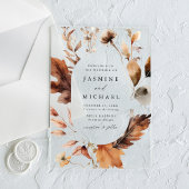 Invitations En Acrylique Mariage de charpente florale d'automne rustique