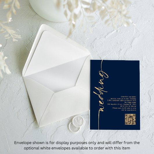 Invitations En Acrylique Mariage de code QR de code bleu marine
