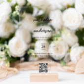 Invitations En Acrylique Mariage de code QR de script simple moderne
