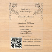 Invitations En Acrylique Mariage de code QR moderne (Recto)