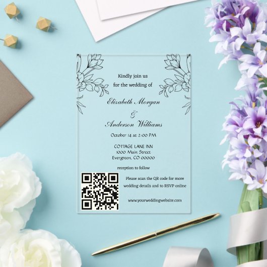 Invitations En Acrylique Mariage de code QR moderne (Insitu (Mariage))