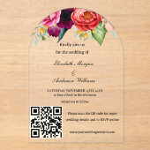 Invitations En Acrylique Mariage de code QR moderne (Recto)