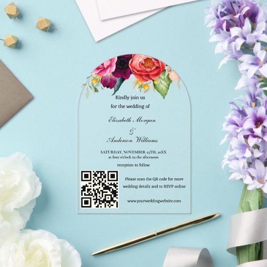 Invitations En Acrylique Mariage de code QR moderne (Insitu (Mariage))