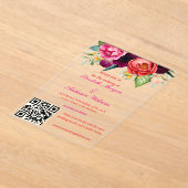Invitations En Acrylique Mariage de code QR moderne (Poser)