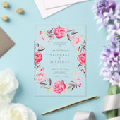 Invitations En Acrylique Mariage de courme à fleurs rose (Insitu (Mariage))