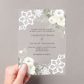 Invitations En Acrylique Mariage de dentelle fleurie blanche (In situ (ordinateur de poche))