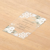 Invitations En Acrylique Mariage de dentelle fleurie blanche (Poser)