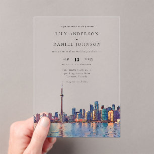Invitations En Acrylique Mariage de destination à Toronto avec vue sur la s