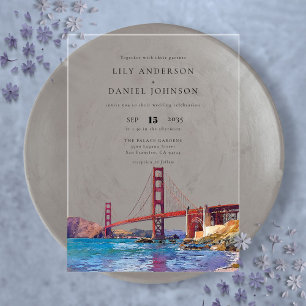 Invitations En Acrylique Mariage de destination aquarelle à San Francisco