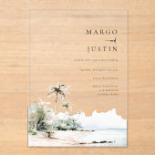 Invitations En Acrylique Mariage de destination île (Recto)