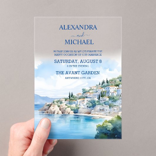 Invitations En Acrylique Mariage de destination Santorin (In situ (ordinateur de poche))