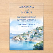 Invitations En Acrylique Mariage de destination Santorin (Recto)