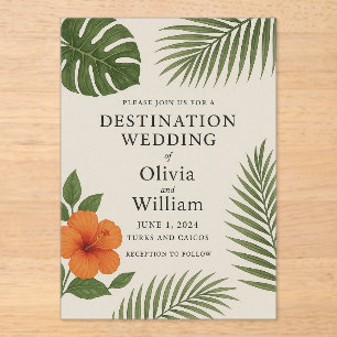 Invitations En Acrylique Mariage de destination tropicale