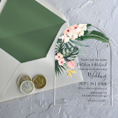 Invitations En Acrylique Mariage de destination tropicale Feuille de Palm