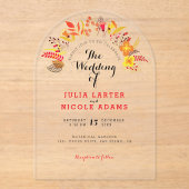 Invitations En Acrylique Mariage de feuillage de Fleur sauvage Boho violet  (Recto)