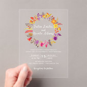 Invitations En Acrylique Mariage de feuillage de Fleur sauvage Boho violet  (In situ (ordinateur de poche))