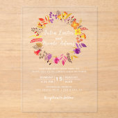 Invitations En Acrylique Mariage de feuillage de Fleur sauvage Boho violet  (Recto)