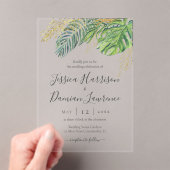 Invitations En Acrylique Mariage de feuillage vert Feuille Tropical (In situ (ordinateur de poche))