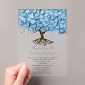 Invitations En Acrylique Mariage de feuilles de coeur bleu enchanté Fairyta (In situ (ordinateur de poche))