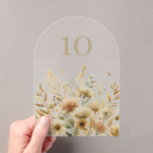 Invitations En Acrylique Mariage de Fleur Sauvage de Prairie Dorée