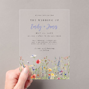 Invitations En Acrylique Mariage de Fleur sauvage Rainbow Bold