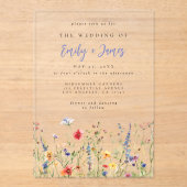 Invitations En Acrylique Mariage de Fleur sauvage Rainbow Bold (Recto)