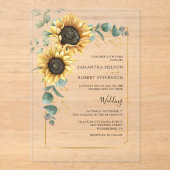 Invitations En Acrylique Mariage de fleurs de tournesol (Recto)
