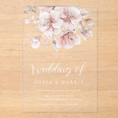 Invitations En Acrylique Mariage de fleurs florales d'aquarelle (Recto)