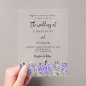 Invitations En Acrylique Mariage de fleurs violettes de lavande (In situ (ordinateur de poche))