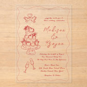 Invitations En Acrylique Mariage de gribouillis à main tiré (Recto)