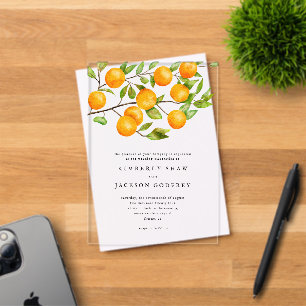 Invitations En Acrylique Mariage de jardin d'été aux oranges
